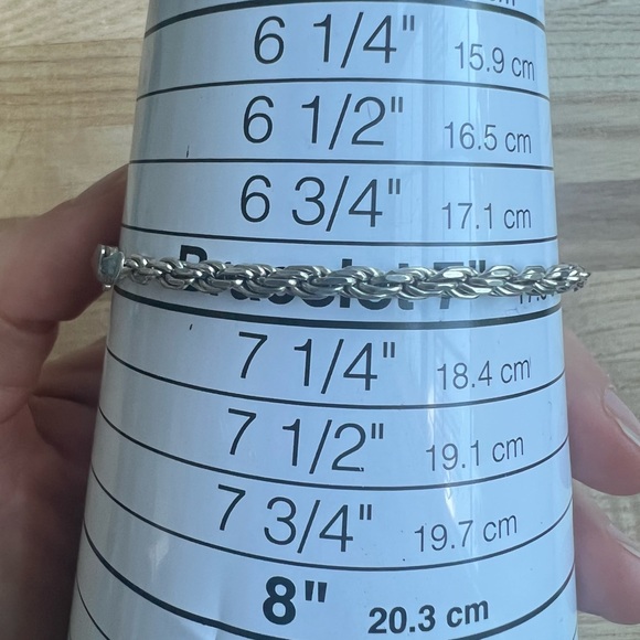 925 Sterling silver diamond cut twisted rope chain bracelet - Picture 11 of 11